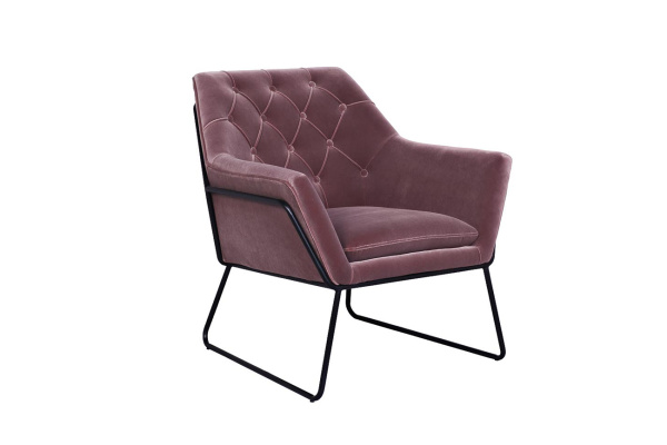 Кресло на металлическом каркасе велюровое пепельно-розовое 48MY-2636-1 PI