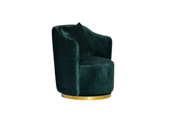 Кресло вращающееся зеленое велюровое 48MY-2573 GRN GLD