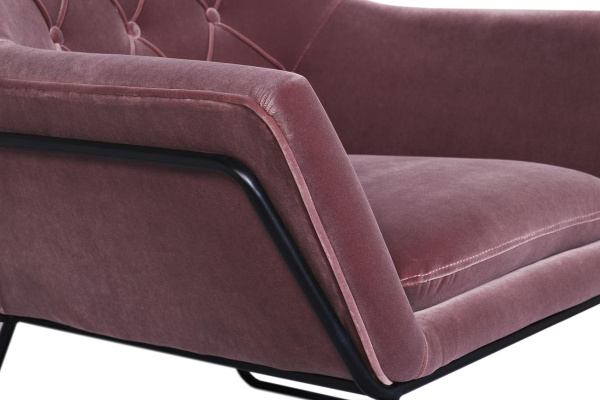 Кресло на металлическом каркасе велюровое пепельно-розовое 48MY-2636-1 PI